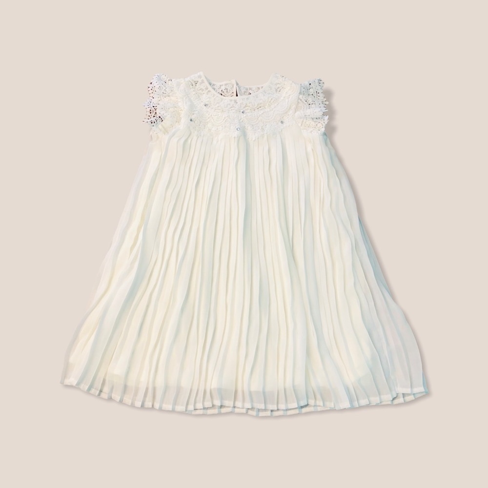 BTWEEN - GIRLS SIZE 10 PURE WHITE FORMAL PLEATED DRESS